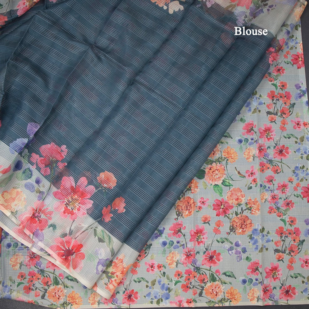 Kota Teal Green Floral Printed Saree