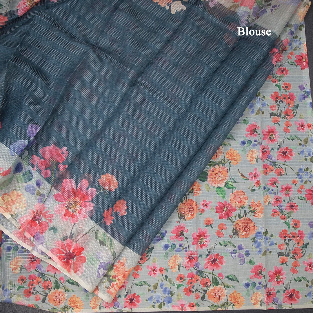 Kota Teal Green Floral Printed Saree