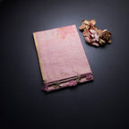 Semi Linen Rose Pink Floral Printed Saree