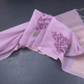 Semi Linen Lavender Floral Printed Saree