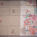 Raw Silk Multi Colour Checked Saree With Paint Work 04