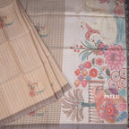 Raw Silk Multi Colour Checked Saree With Paint Work 04