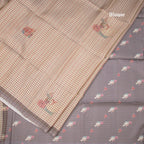 Raw Silk Multi Colour Checked Saree With Paint Work 04