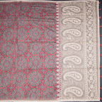 Semi Linen Red Printed Saree And Thread Pallu