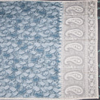 Semi Linen Sage Green Printed Saree And Thread Pallu
