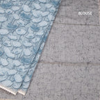 Semi Linen Sage Green Printed Saree And Thread Pallu