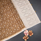Semi Linen Golden Brown Printed Saree And Thread Pallu