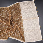 Semi Linen Golden Brown Printed Saree And Thread Pallu