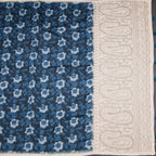 Semi Linen Peacock Blue Printed Saree And Thread Pallu