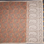Semi Linen Orange Printed Saree And Thread Pallu