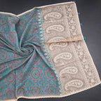 Semi Linen Peacock Blue Printed Saree And Thread Pallu 02