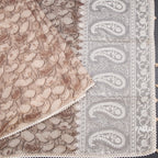 Semi Linen Light Brown Printed Saree And Thread Pallu