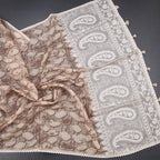 Semi Linen Light Brown Printed Saree And Thread Pallu