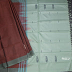Vaazhai Naar Cinnamon Brown Saree With Thread Buttas And Contrast Pallu
