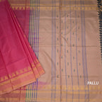 Vaazhai Naar Rose Pink Saree With Thread Buttas And Contrast Pallu