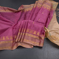 Vaazhai Naar Rose Pink Saree With Thread Buttas And Contrast Pallu 02