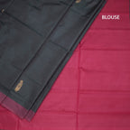 Vaazhai Naar Shot Colour Saree With Thread Buttas And Contrast Pallu 05