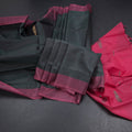Vaazhai Naar Shot Colour Saree With Thread Buttas And Contrast Pallu 05