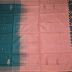 Vaazhai Naar Peacock Green Saree With Thread Buttas And Contrast Pallu 02