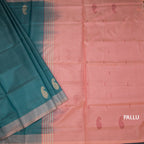 Vaazhai Naar Peacock Green Saree With Thread Buttas And Contrast Pallu 02