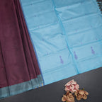 Vaazhai Naar Maroon Saree With Thread Buttas And Contrast Pallu 02