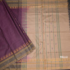 Vaazhai Naar Purple Saree With Thread Buttas And Contrast Pallu 04