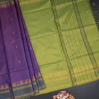 Vaazhai Naar Shot Colour Saree With Thread Buttas And Contrast Pallu 06