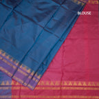 Vaazhai Naar Peacock Blue Saree With Thread Buttas And Contrast Pallu 02