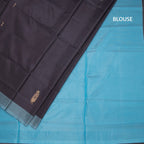 Vaazhai Naar Dark Brown Saree With Thread Buttas And Contrast Pallu