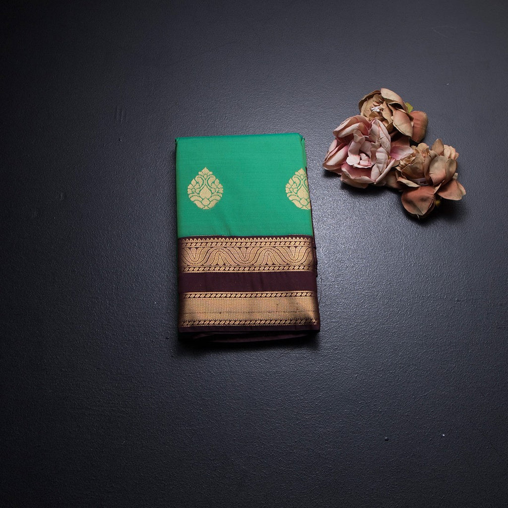 Art Silk Jade Green Zari Worked Saree