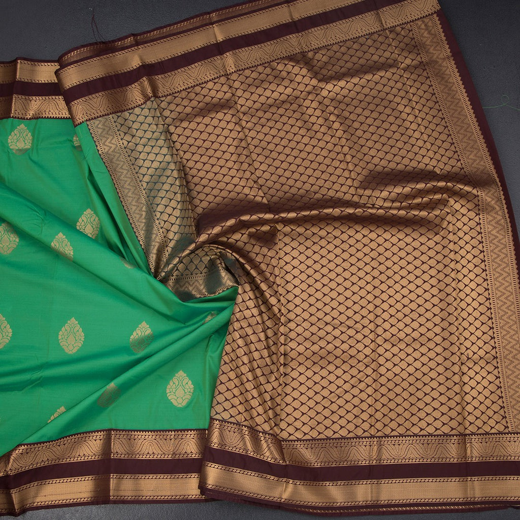 Art Silk Jade Green Zari Worked Saree