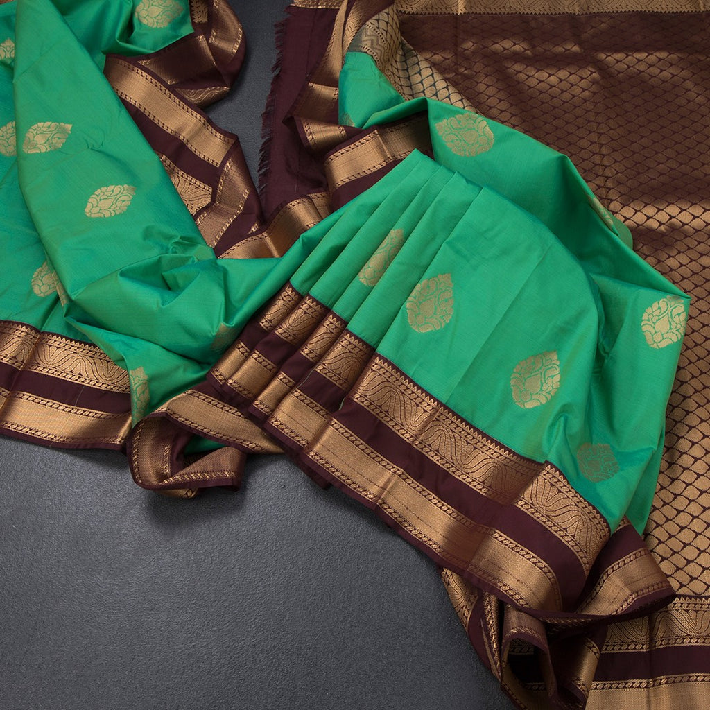 Art Silk Jade Green Zari Worked Saree