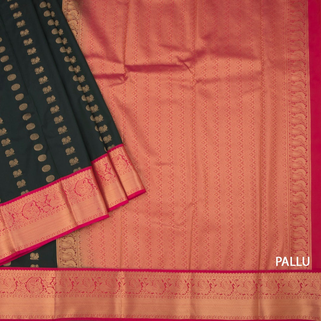 Art Silk Dark Green Zari Worked Saree 03