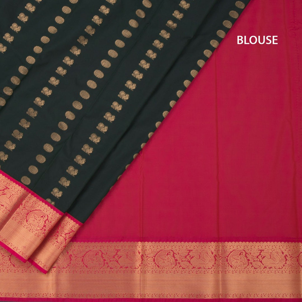 Art Silk Dark Green Zari Worked Saree 03