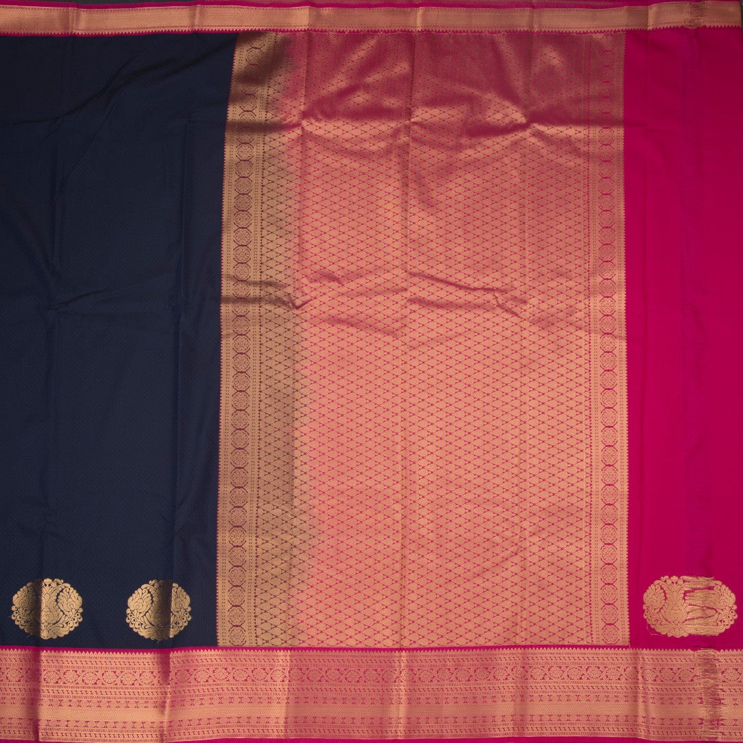 Art Silk Navy Blue Zari Worked Saree