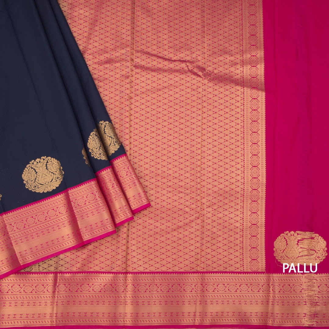 Art Silk Navy Blue Zari Worked Saree