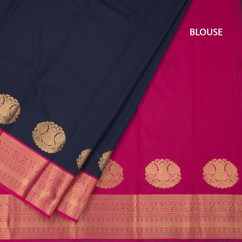 Art Silk Navy Blue Zari Worked Saree