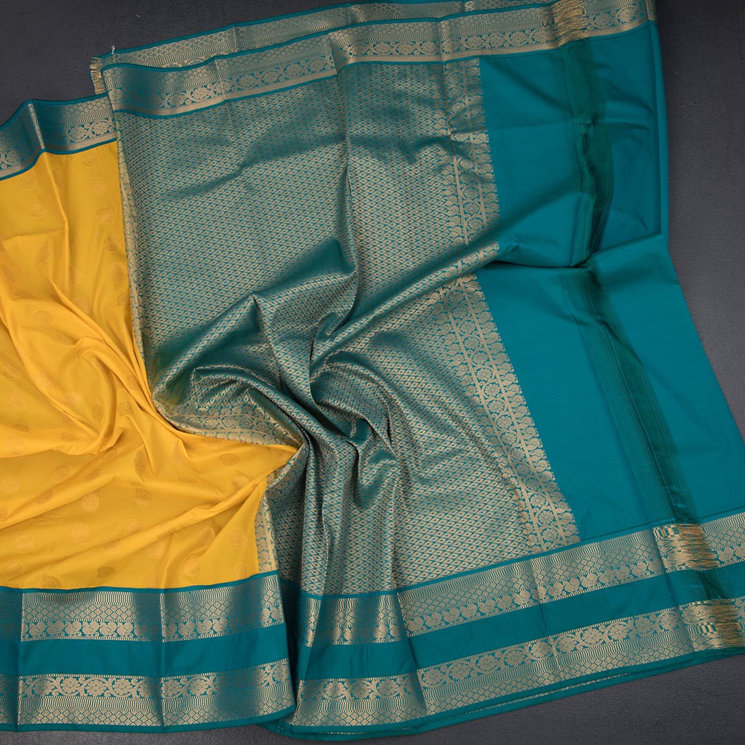 Art Silk Mango Yellow Zari Worked Saree