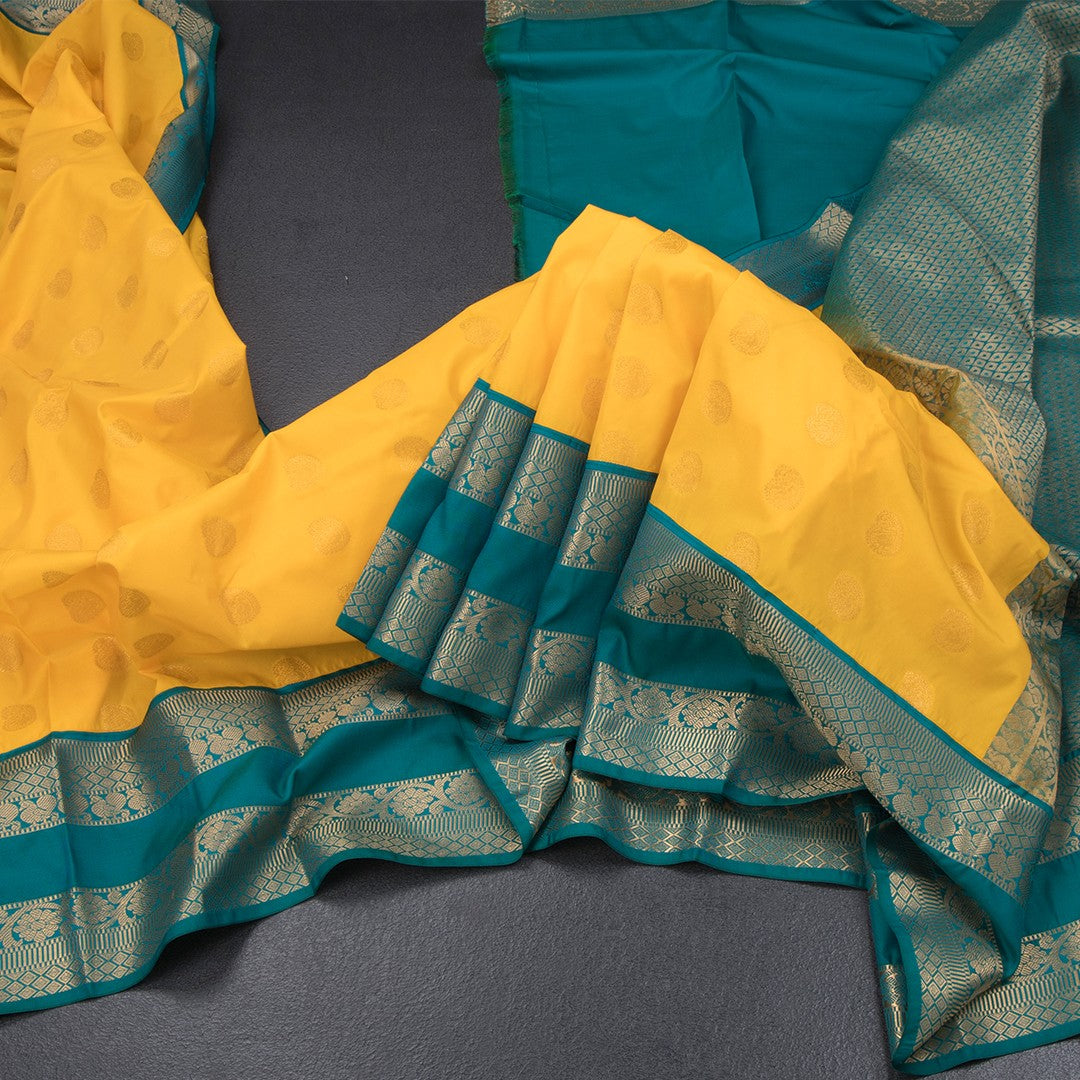 Art Silk Mango Yellow Zari Worked Saree