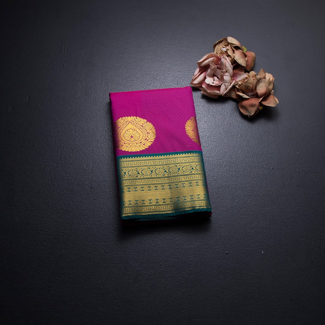 Art Silk Magenta Pink Zari Worked Saree