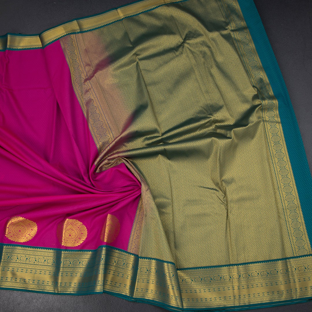 Art Silk Magenta Pink Zari Worked Saree