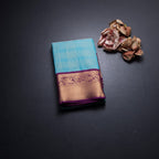 Art Silk Powder Blue Zari Worked Saree