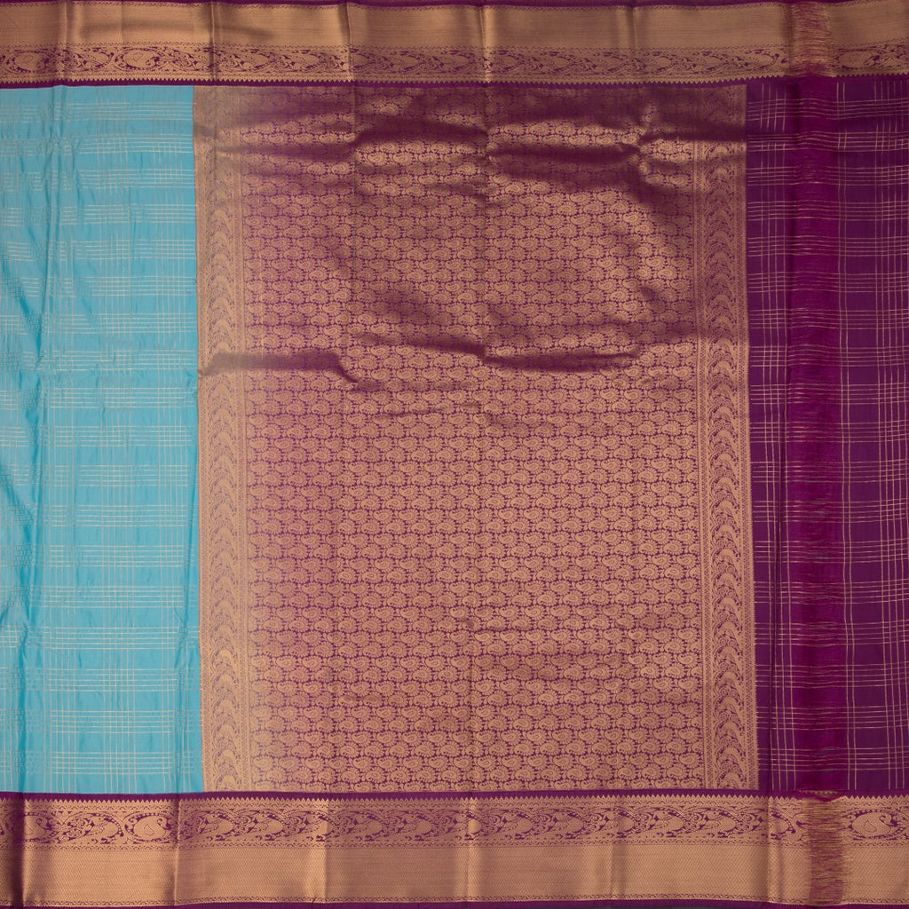Art Silk Powder Blue Zari Worked Saree