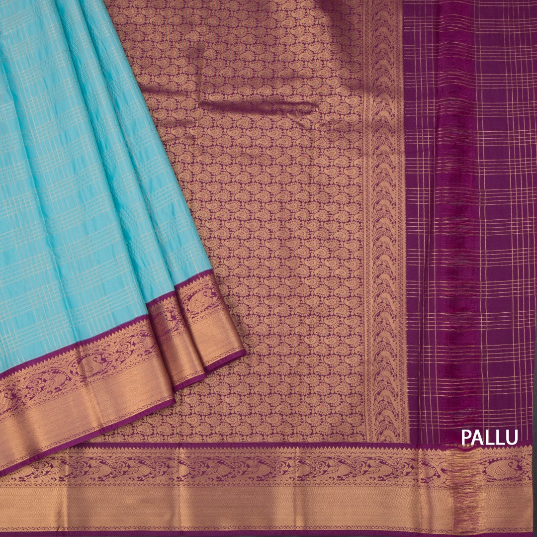 Art Silk Powder Blue Zari Worked Saree
