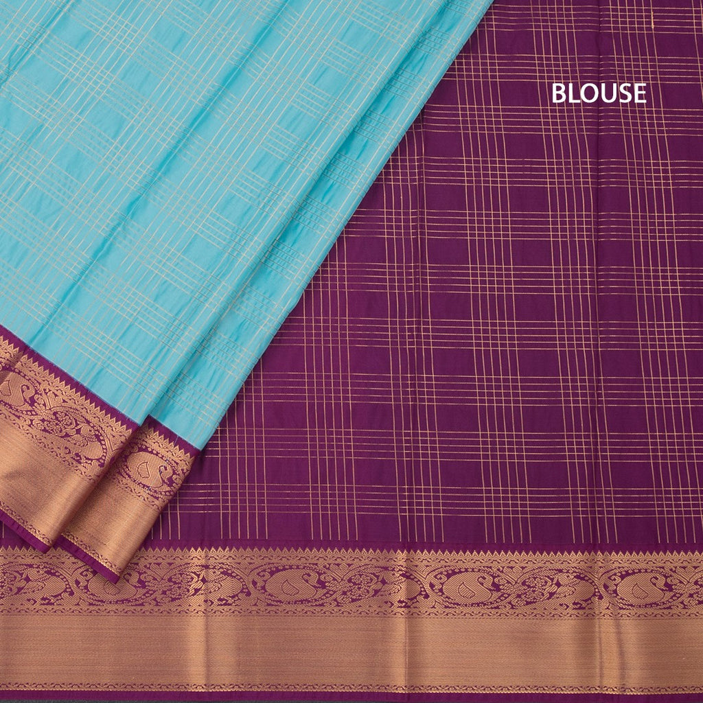 Art Silk Powder Blue Zari Worked Saree