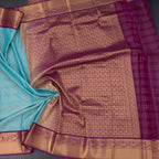 Art Silk Powder Blue Zari Worked Saree