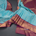 Art Silk Powder Blue Zari Worked Saree