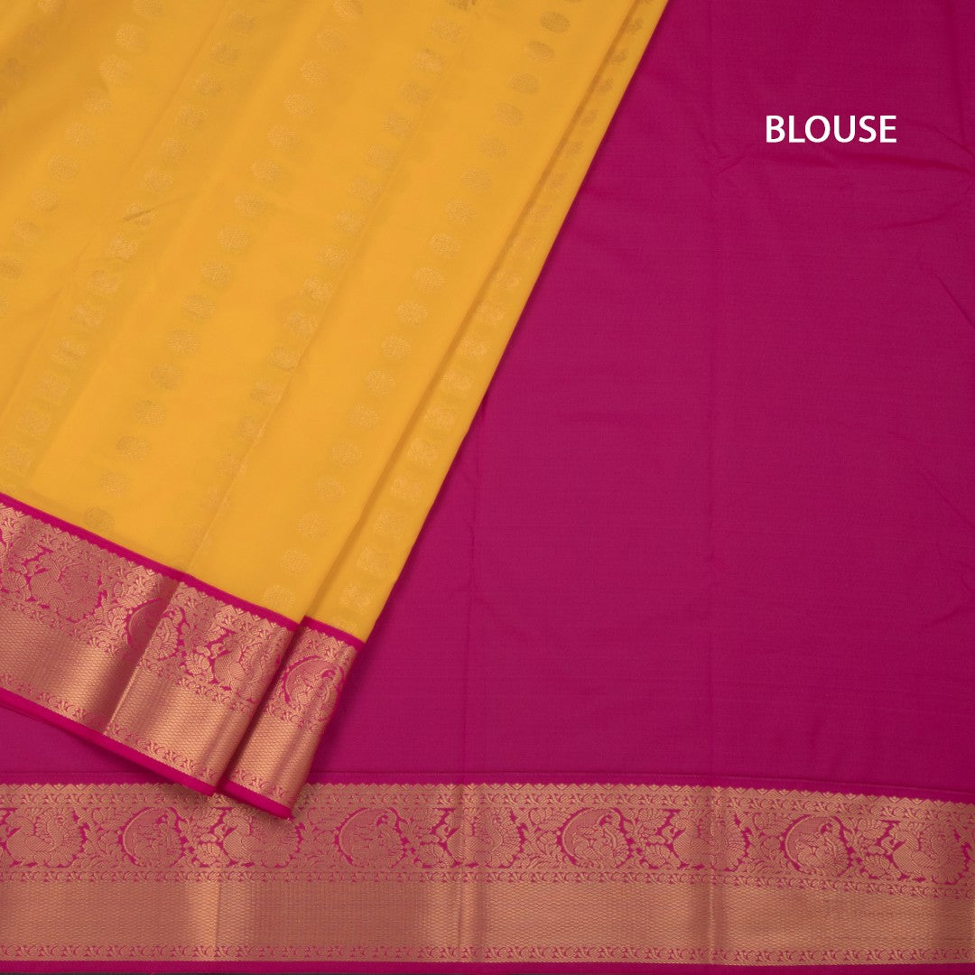 Art Silk Mango Yellow Zari Worked Saree 02