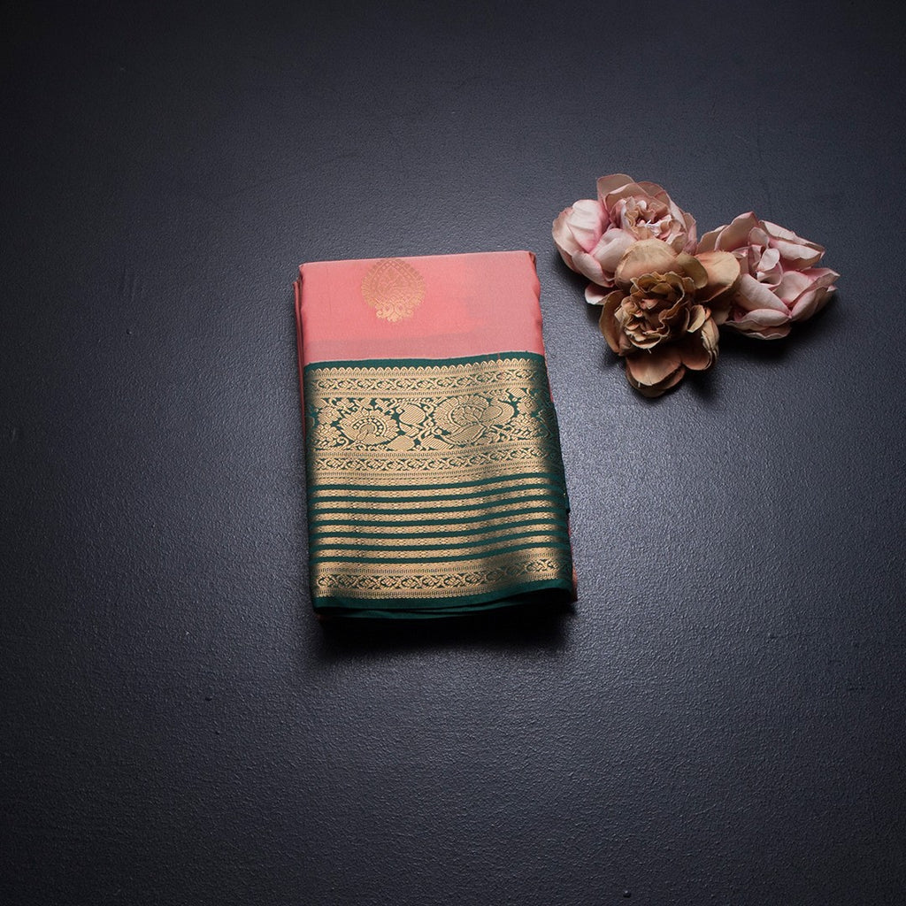 Art Silk Peach Zari Worked Saree
