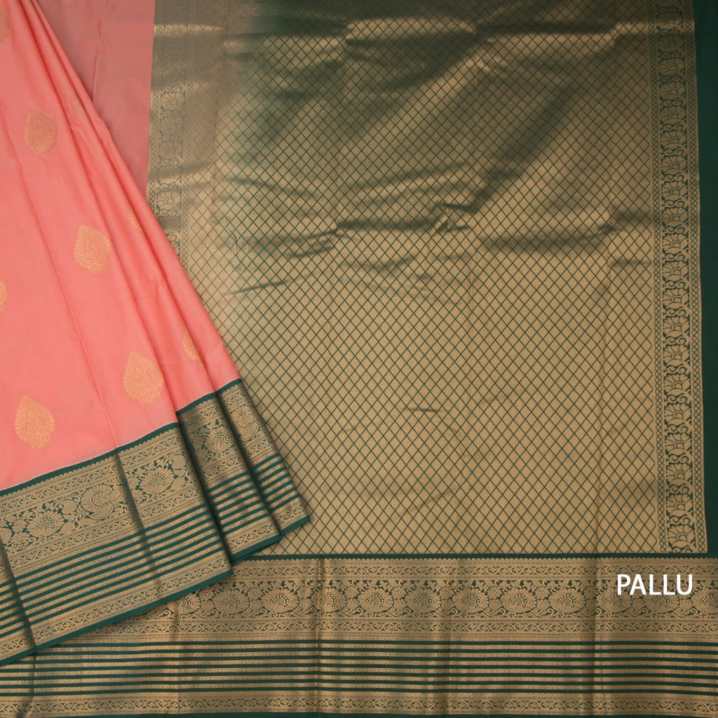 Art Silk Peach Zari Worked Saree